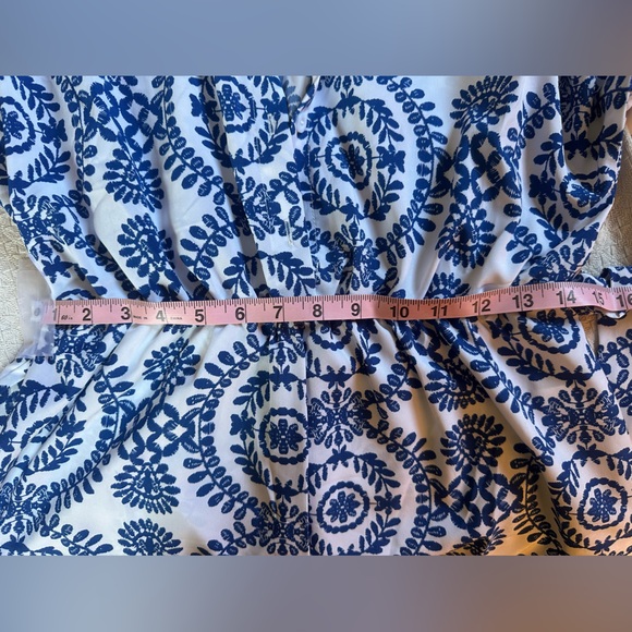 SHEIN Blue and white Paisley Romper with belt NEVER WORN - Picture 5 of 7